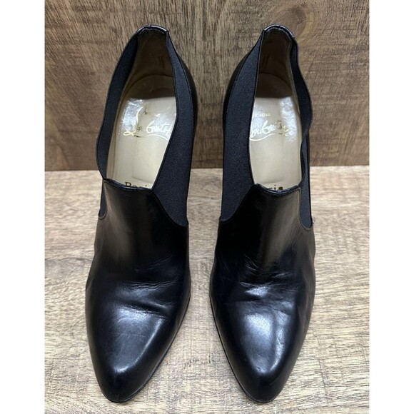 wChristian Louboutin Women  8.5  38.5 black leather booties with sole protection - Picture 3 of 16